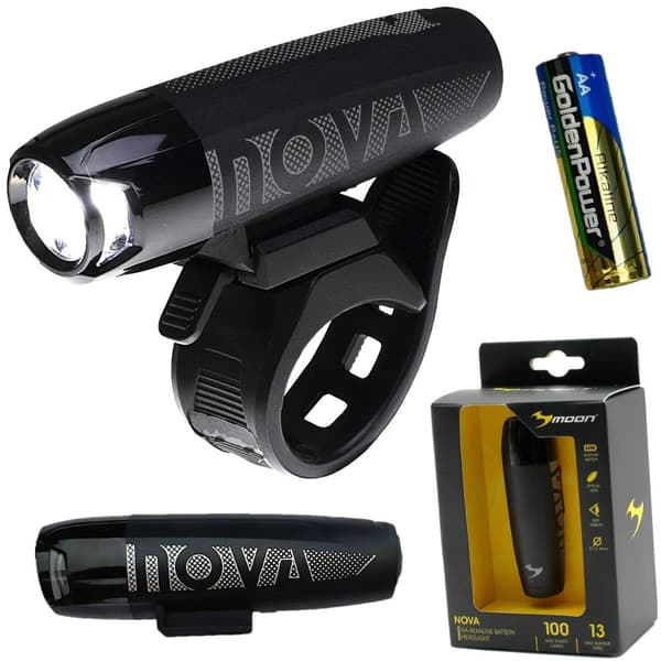 MOON NOVA 100 lm cykelforlygte med AA-batterier