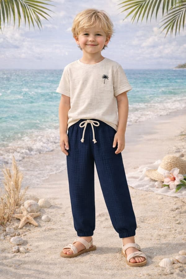 Børne muslinshorts 122 sommerbukser til børn til sommer marineblå