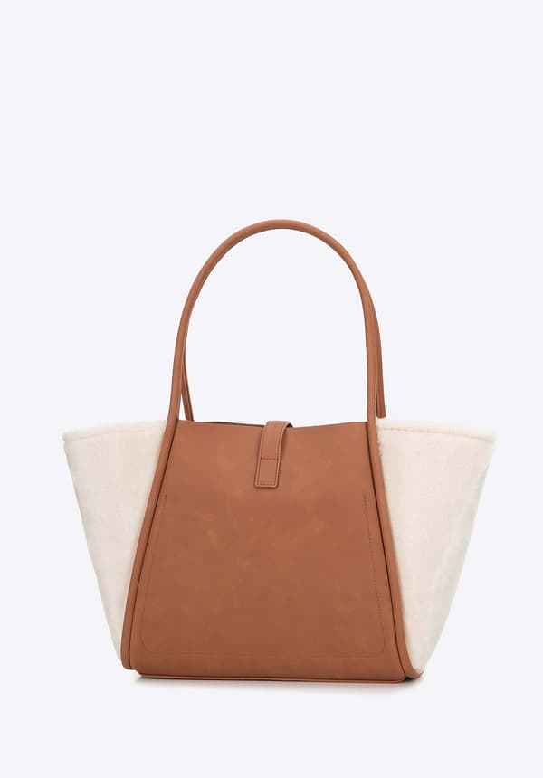 Wittchen Dame ecolæder og kunstpels shoppertaske beige ecolæder