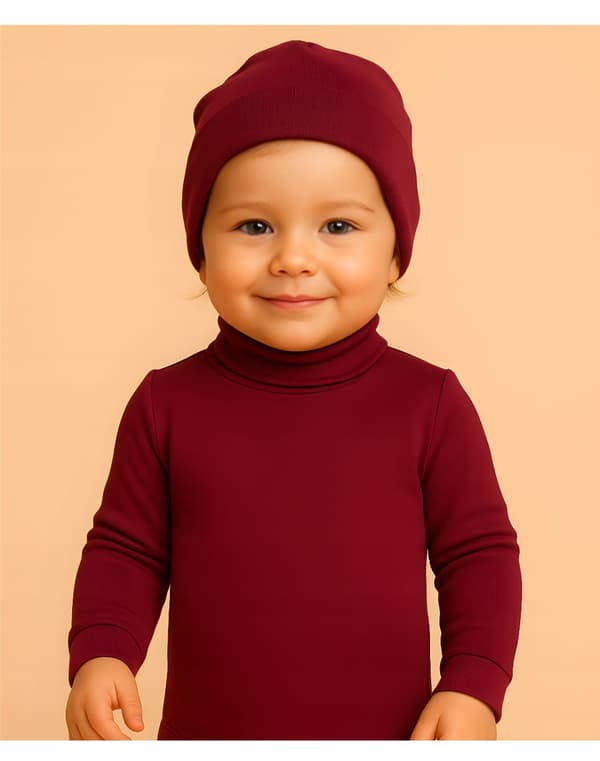 Body med turtleneck 104 barn långärmad bordeaux