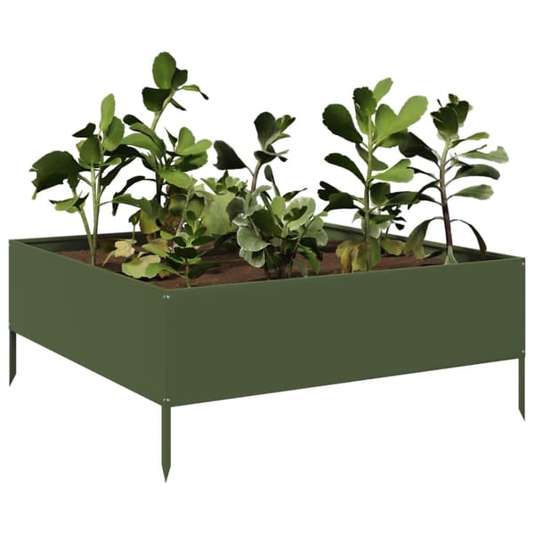 vidaXL højbed olivengrøn 100x100x25 cm stål