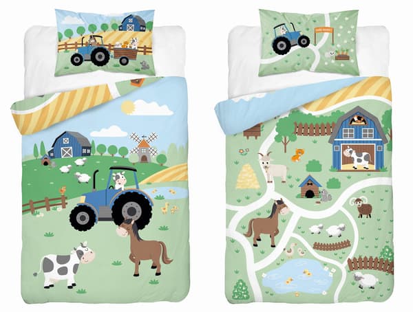Bambu spjälsäng 90x120 Farm Traktor blå
