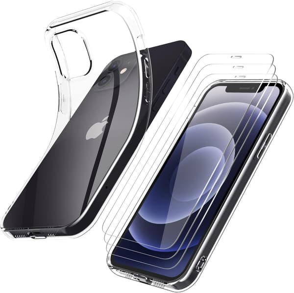 SILIKONE ETUI TIL APPLE IPHONE 12/12 PRO + 3x HÆRDET GLAS A2172