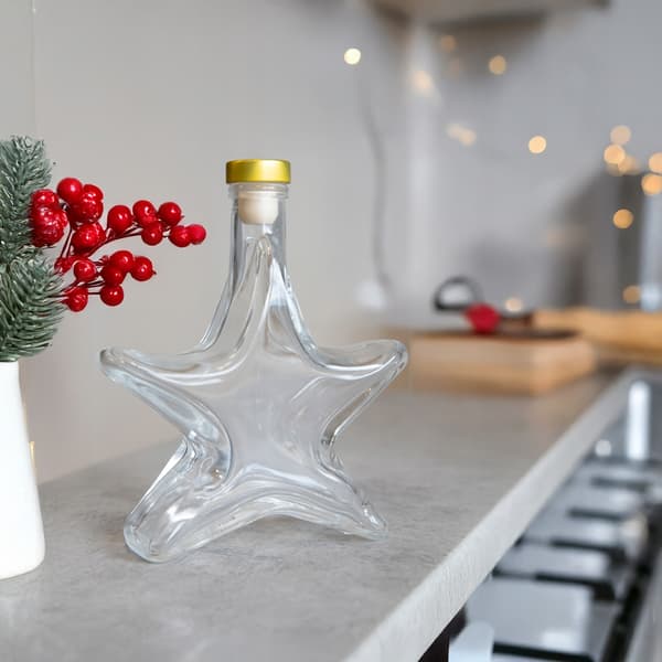 JULSTJÄRNAFLASKA 200ML LIKÖR PRESENTGLASFLASKOR FÖR LIKÖR