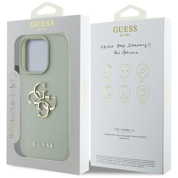Guess Grained Big 4G Logo Small Classic Logo - Etui til iPhone 16 Pro (grøn)