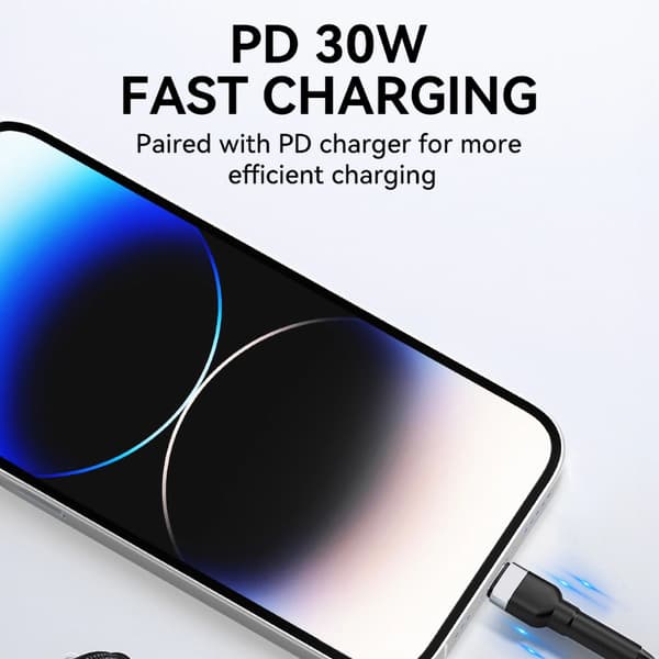 Wozinsky WNBCL1 Lightning / USB-C PD -kaapeli 30W 1 m - musta