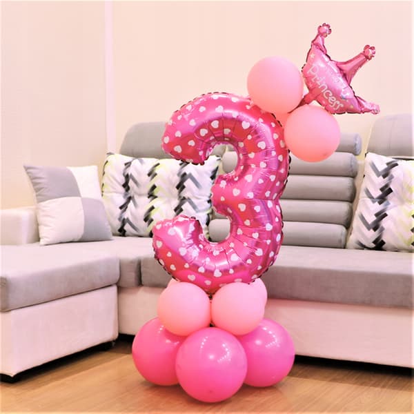 Set med rosa ballonger nummer 3, 1 set