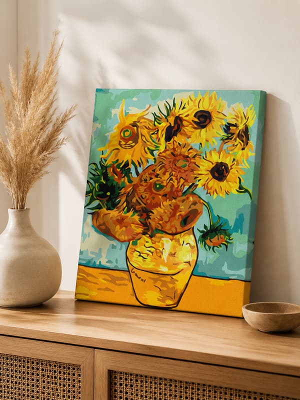 Målning med siffror med ram Solrosor 40x50 cm