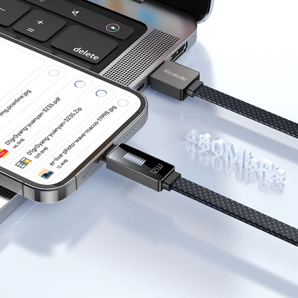 MCDODO Oplader USB Lightning Kabel Hurtig Opladning til iPhone 1M LED