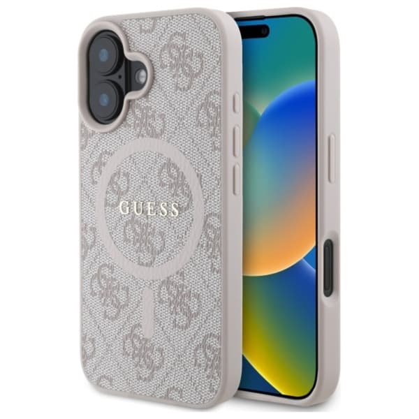 Guess 4G Ring Classic Logo MagSafe - iPhone 16 -kotelo (vaaleanpunainen)