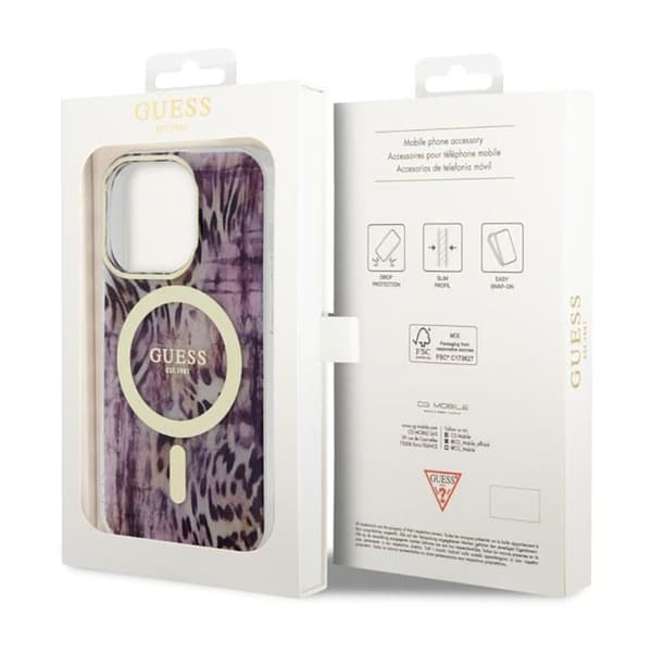 Guess Leopard MagSafe - iPhone 14 Pro cover (lyserød)