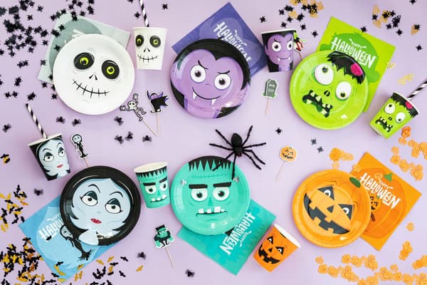 Halloweenmonster tallrikar 18cm, 6 st.