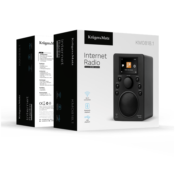 Kruger och Matz internetradio Bluetooth 5.0 Wi-Fi väckarklocka 2,4" display
