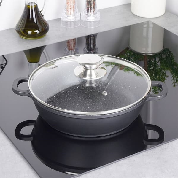 Granitpande med glaslåg GRANDE 24 cm