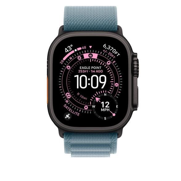 Alpine Apple Watch 49 mm S Lysblå med elementer af titanium i sort MG9K4ZM/A