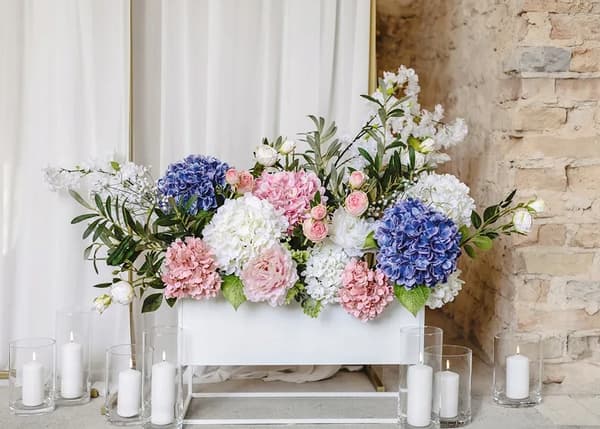 Kunstig Blomst Hortensia Hvid Bryllupskonføderation Middepunkt Dekoration 35cm