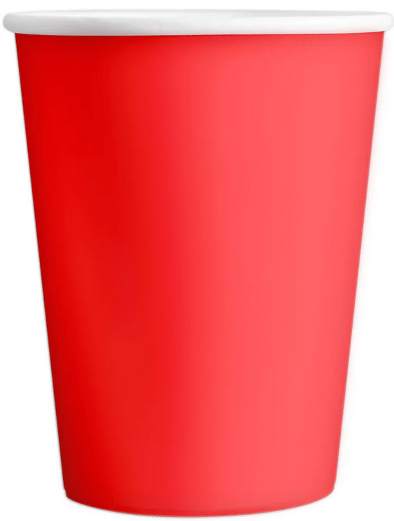 Röda födelsedagspappersmuggar 220ml 6 st.