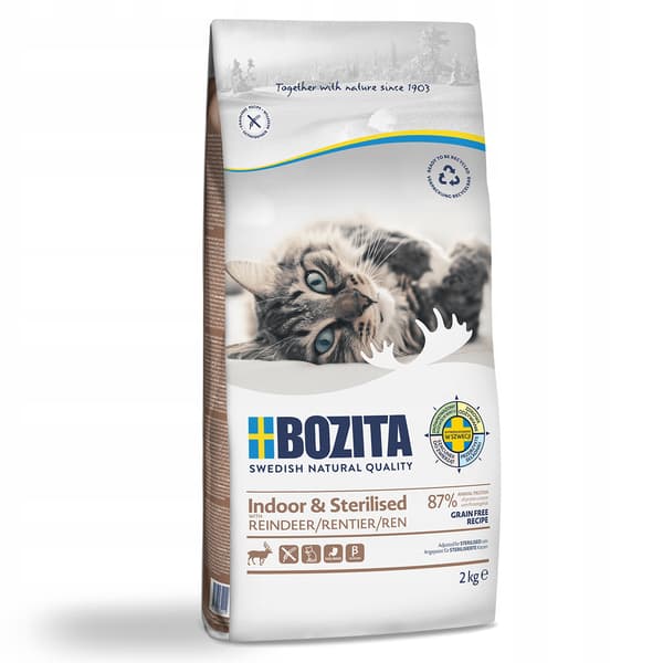Bozita torrfoder för inomhusbruk och steriliserat katt 2 kg renfötter
