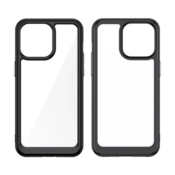 Förstärkt skal med flexibel ram för iPhone 15 Pro Outer Space – röd