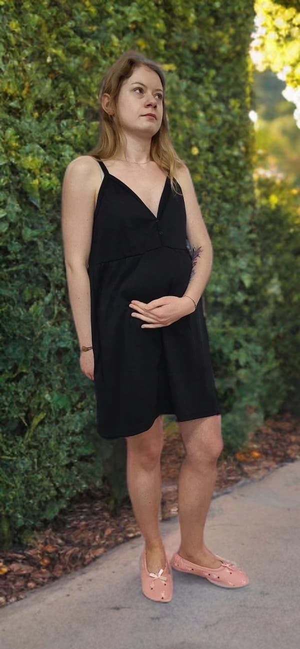 graviditetsbluse til amning 100% bomuld med stropper størrelse 3XL sort