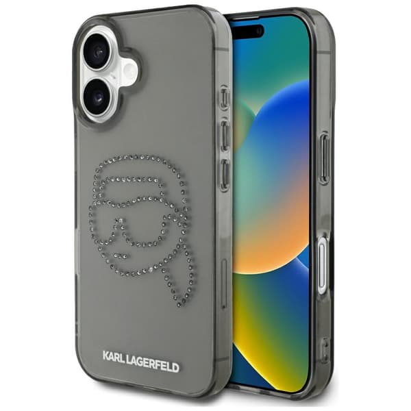 Karl Lagerfeld IML Rhinestones Karl Head-etui til iPhone 16, sort