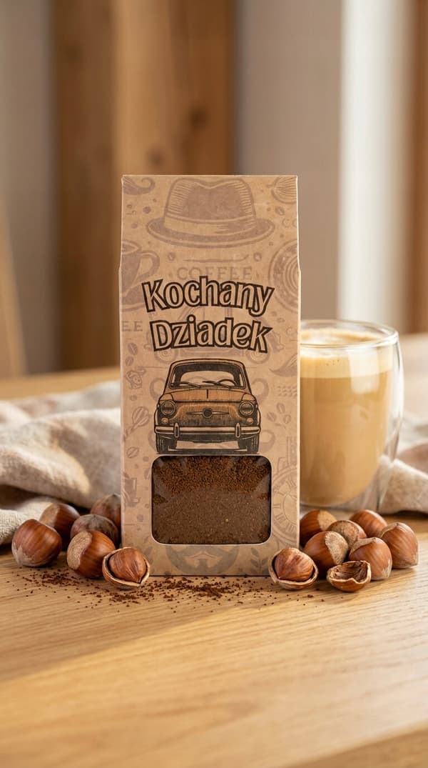 Present till farfars dag malet kaffe Arabica hasselnöt låda 100 g