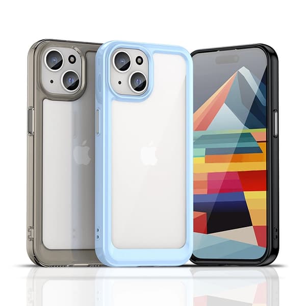 Forstærket cover med fleksibel ramme til iPhone 15 Plus Outer Space - rød