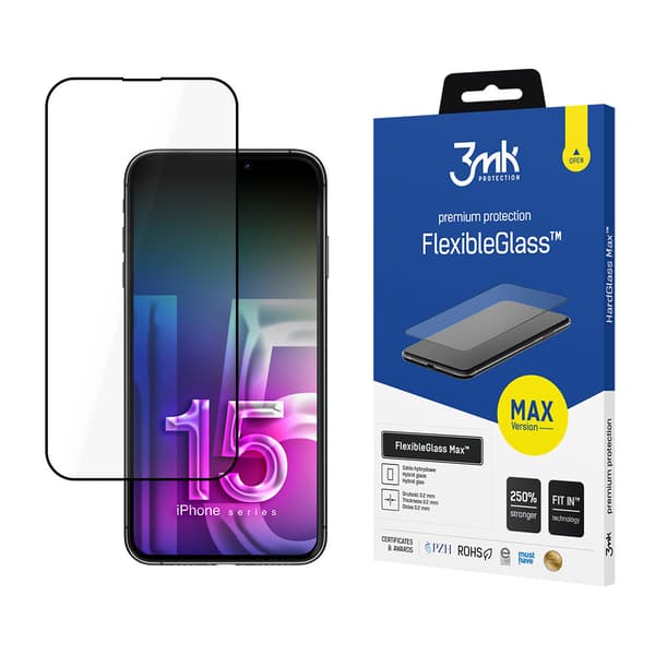 Apple iPhone 15 Plus 3mk FlexibleGlass Max suojakalvo musta