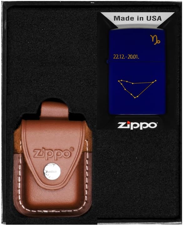 Sæt med Zippo lighter stjernetegn Stenbukken design gave nr. 2