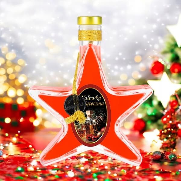 STAR-flaska 200ml HANDDEKORERADE JULflaskor för vintinkturer
