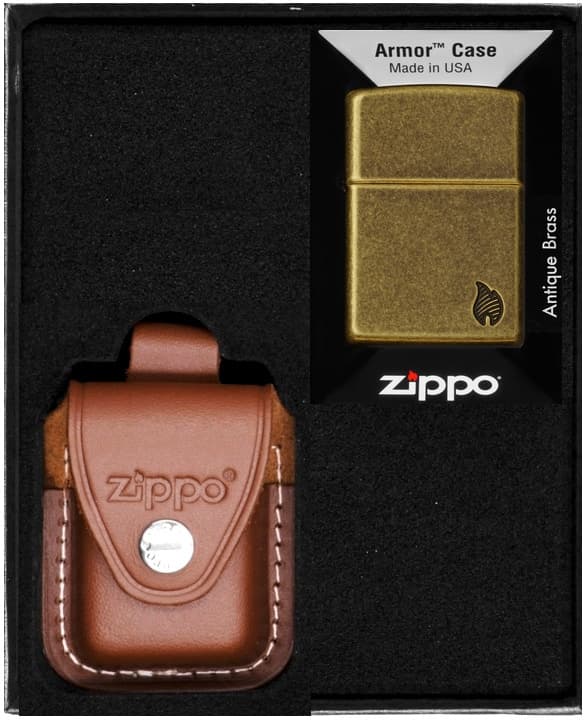 Zippo tändarset ARMOR FLAME ANTIQUE BRASS Presentnummer 2