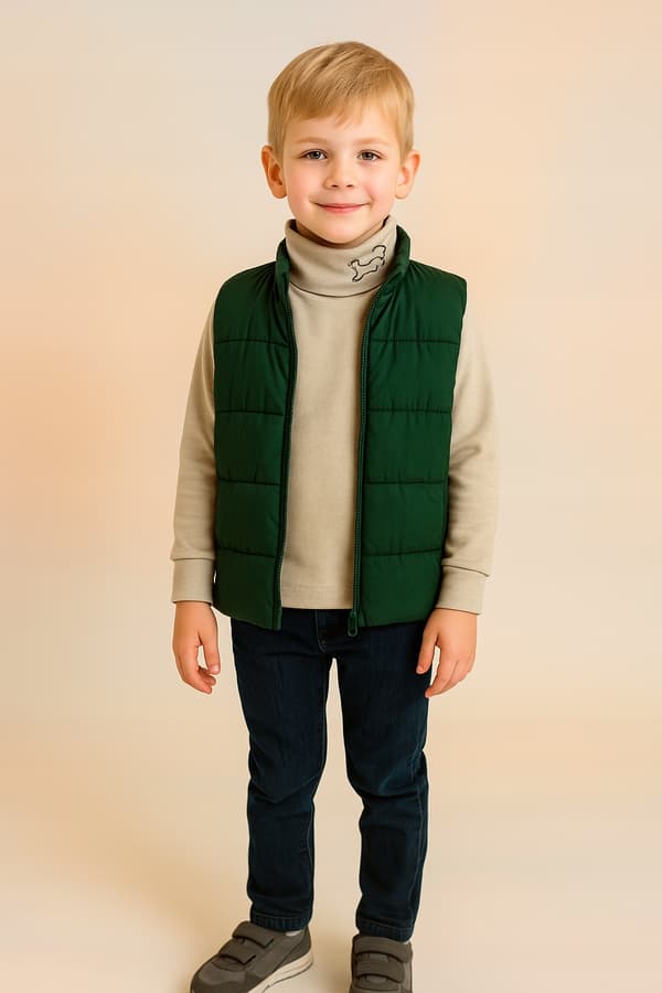 Barn polo med tryck beige strl 128
