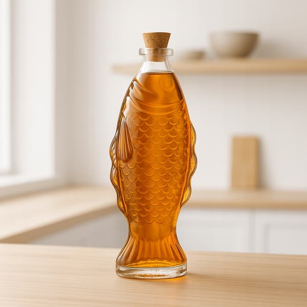 5x Glaskaraff FISH 500ml flaskor för alkoholvattenvasdekoration 0,5l