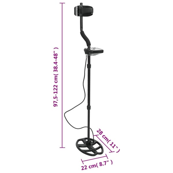 vidaXL metaldetektor, 20 cm søgedybde, LCD-display