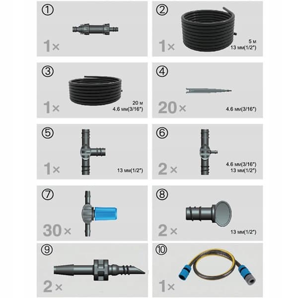 SXGT001 Droppbevattningssystem - 30 Khayner-droppmunstycken