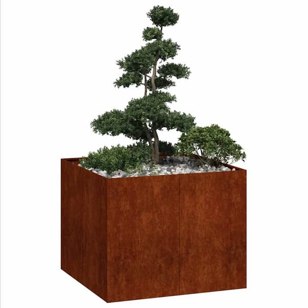 vidaXL rusten urtepotte 100x100x80 cm rustfrit stål