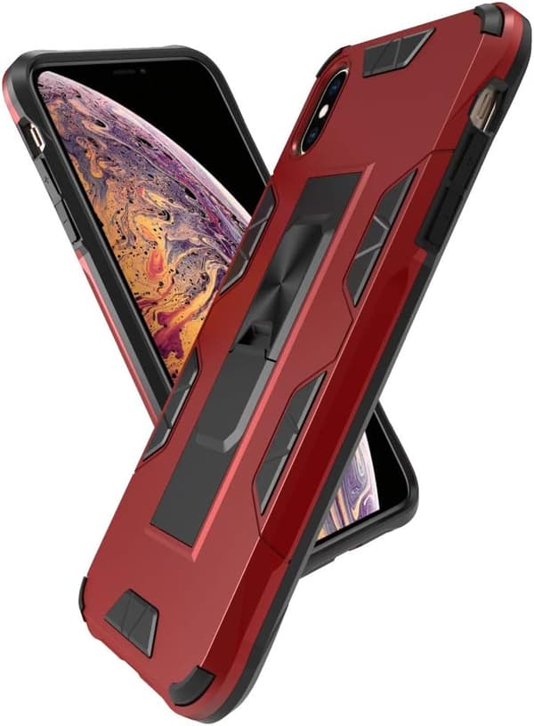 ETUI TIL APPLE IPHONE XS MAX 6,46" RØD FORSTÆRKET MED STATIV A1921