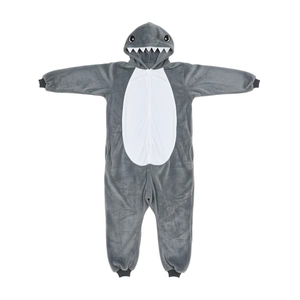 Kigurumi pyjamas kostume grå haj L: 165-175 cm