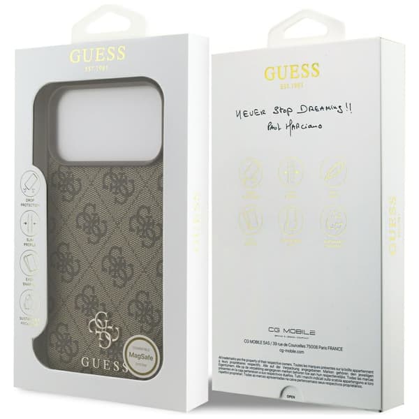 Guess 4G Small Classic Logo MagSafe-etui til iPhone 17 Pro Max Brun