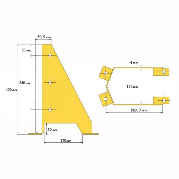 Forkofanger til Mega-M stel H-40 cm B-16 cm D-30 cm gul universal N