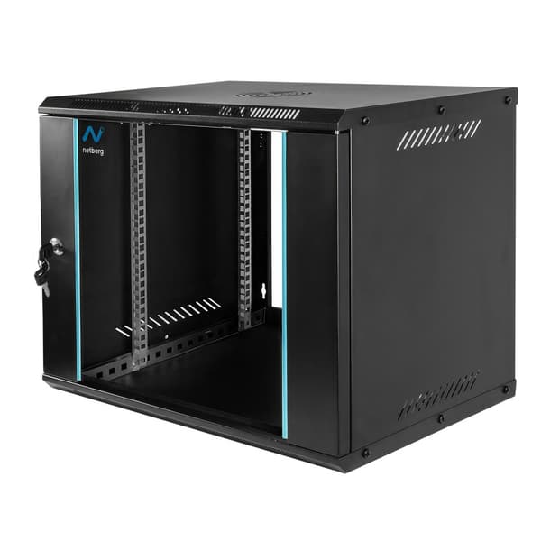 Netberg Basic 19" 9U 463x600x400 væghængt sort rack skab