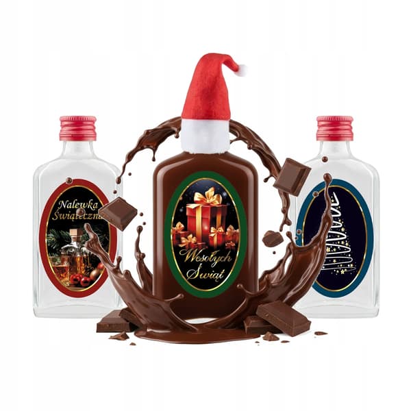 Julset med 5 Laura-flaskor 50 ml för likör, presentförpackning