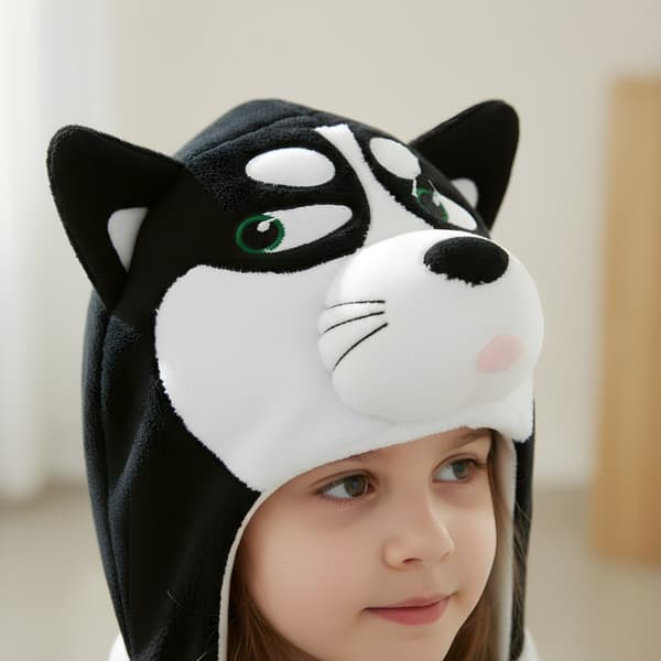 Kigurumi pyjamas kostume til børn, sort husky, 105-115 cm