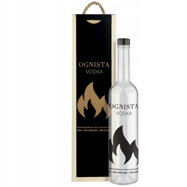 Träeldlåda + flaska för vin, vodka, alkohol