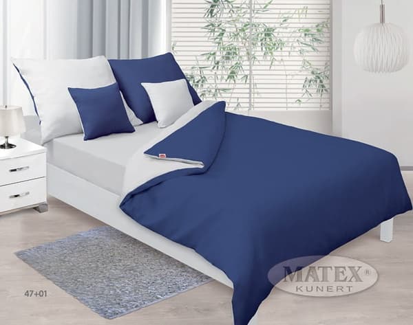 Satin Sengesæt 140x200 DOUBLE FACE Hvid og Blå