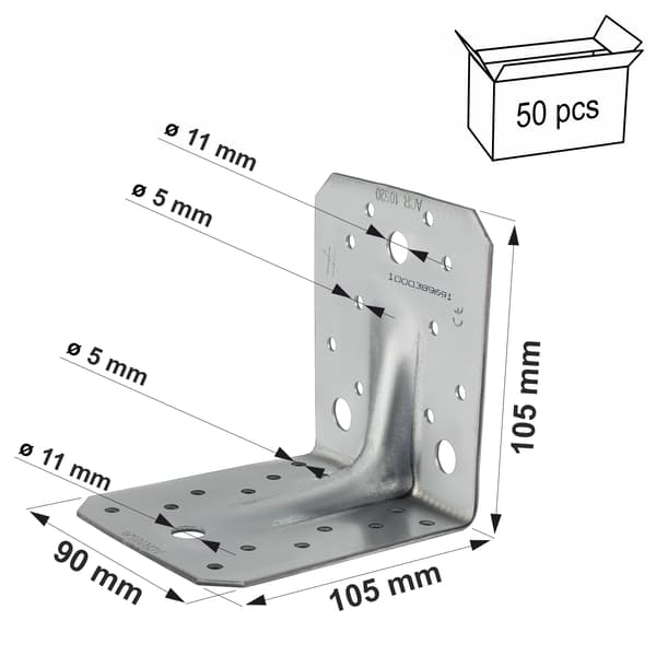 ABR10525 Stærk forstærket vinkelforbindelse 105x105x90x2,5mm