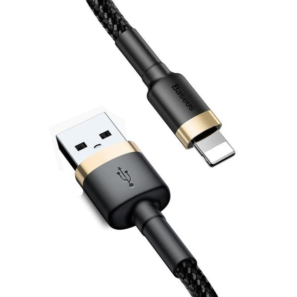Baseus Cafule 2.4A USB Lightning-kaapeli 1m (kulta-musta)