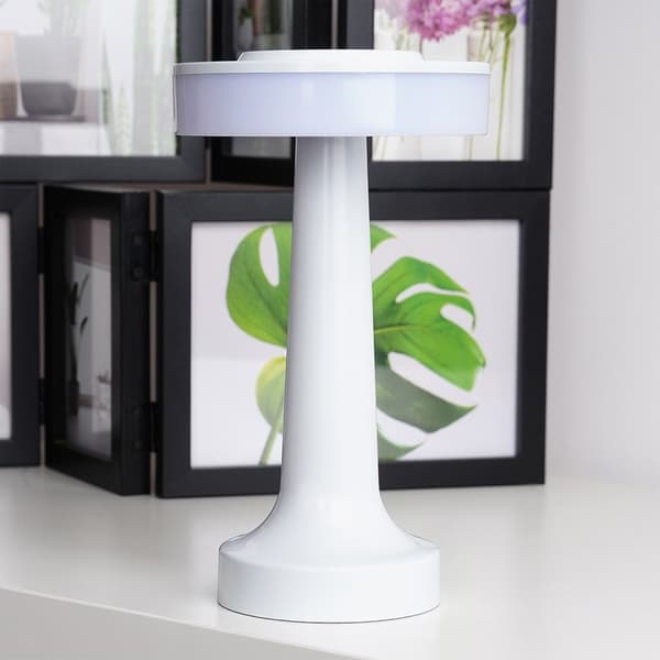 LED bordlampe hvid trådløs 3 lysmodi 21 cm