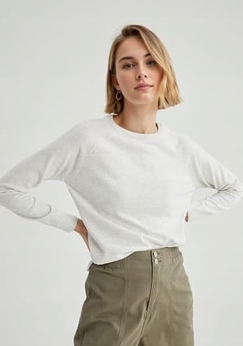 Defacto långärmad tröja ecru slät XS