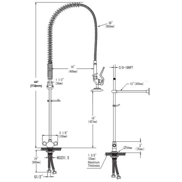 Mega-M gastronominen hanapperä suihkulla 1160mm